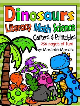 Preview of Dinosaurs Theme Pack:Center games, Literacy, Math, Science, Art, Worksheets