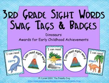 Preview of Dinosaurs Third Grade Award Tags & Badges