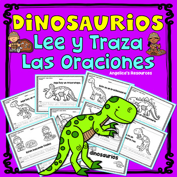 Dinosaurs: Tracing Sentences in Spanish Worksheets- Fine Motor Skills - Oraciones