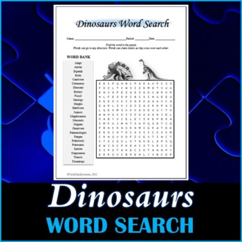 Preview of Dinosaurs Word Search Puzzle