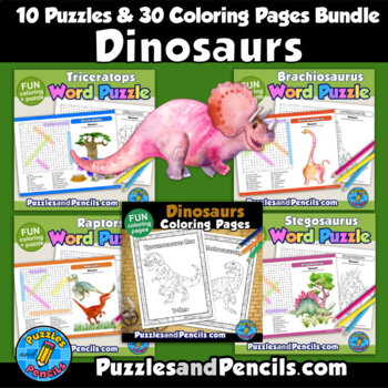 Preview of Dinosaurs Word Search Puzzles and Coloring Pages BUNDLE