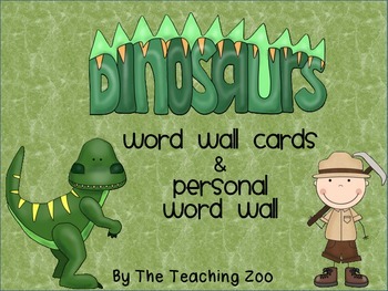 Preview of Dinosaurs Word Wall Cards & Personal Word Wall