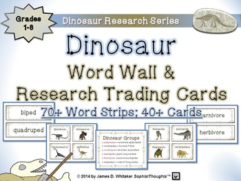 Preview of Dinosaurs Word Wall and Research Trading Cards