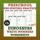 Dinosaurs Write Numbers Worksheets 1-20 | Pre-Writing Practice