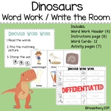 Dinosaurs Write the Room + Sentence Writing Activity