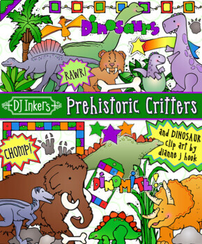 Preview of Dinosaurs and Prehistoric Critters Clip Art by DJ Inkers