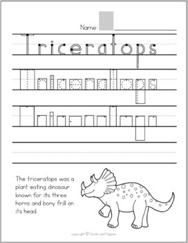 Dinosaurs and Prehistoric Handwriting Without Tears® style practice ...