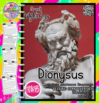Preview of Dionysus Greek God | Mythology Worksheets | Reading Comprehension + Answer