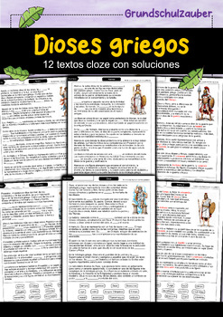 Preview of Dioses griegos mitología - 12 textos cloze con solución (español)