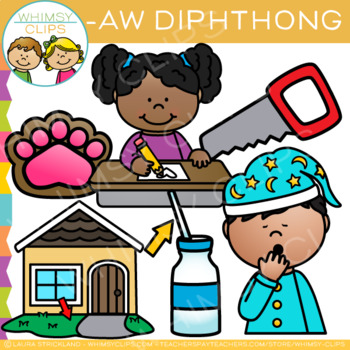 Preview of Diphthong Clip Art - AW Words