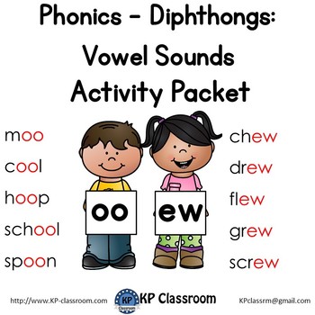 diphthong oo ew vowel sounds activity packet and