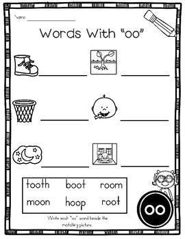 diphthong oo phonics practice printables and activities