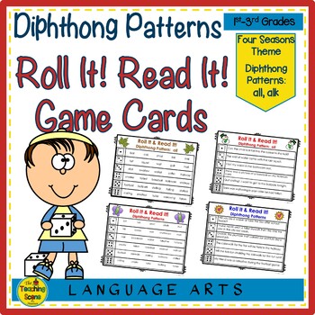 Preview of Diphthong Patterns all & alk Roll It Read It Word & Sentence Game Cards