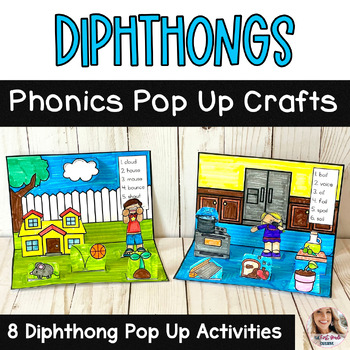 Preview of Diphthong Phonics Pop Up Crafts and Spelling Activities