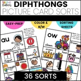 Diphthong Picture Card Sorts and Worksheets | AU, AW, EW, 