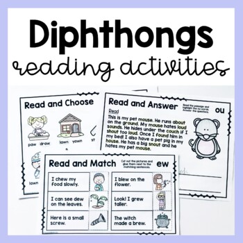 Preview of Diphthong Reading Passages and Activities aw au ew oo oi oy ou ow