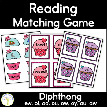 Preview of Diphthong Sounds Matching Games for Valentine's Day