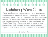 Diphthong Word Sorts | Orton-Gillingham Spelling List
