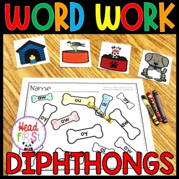 Preview of Diphthongs and Vowel Teams Word Work Literacy Centers ou ow oi oy au aw SOR