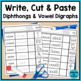 Diphthong and Vowel Digraphs Phonics Worksheets: Cut and P