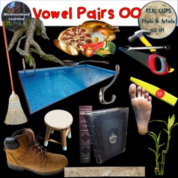 Preview of Vowel Pair oo Clip Art Phonics Photo & Artistic Digital Stickers Real Clips