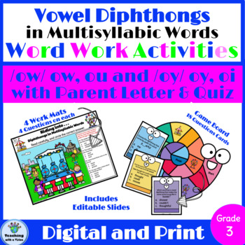 Preview of Diphthongs AU, AW, OI, OU, OW, OY Games & Word Work Activities Digital & Print
