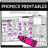 Diphthongs AU/AW Phonics Worksheets Printables Word Work