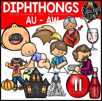 Preview of Diphthongs AW-AU Clip Art Bundle {Educlips Clipart}