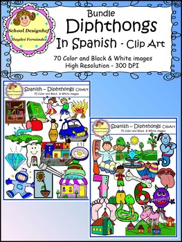 Preview of Diphthongs Clip Art Spanish - Diptongos Clip Art Español (School Designhcf)