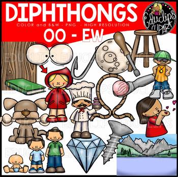 Preview of Diphthongs EW-OO Clip Art Bundle {Educlips Clipart}