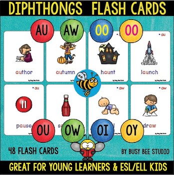 Diphthong Flash Cards by Busy Bee Studio | Teachers Pay Teachers