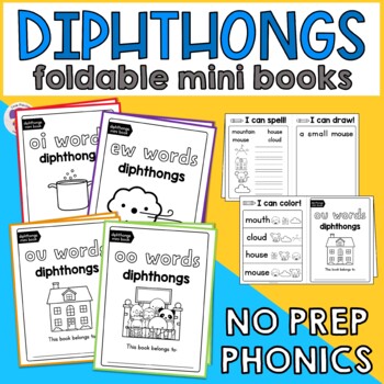 Preview of Diphthongs Mini Books Phonics Morning Work Diphthong Worksheets