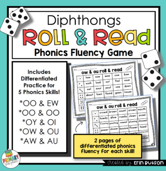 Preview of Diphthongs OO EW OY OI OW OU AW AU Roll and Read Games, UFLI Aligned