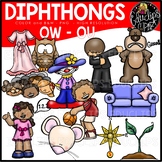 Diphthongs OU-OW Clip Art Bundle {Educlips Clipart}