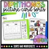 Diphthongs Ou, Ow: Picture Card Sorts and Worksheets