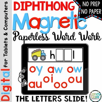 Preview of Vowel Diphthongs Digital Word Work Cards Phonics Review Centers 1st 2nd Grade