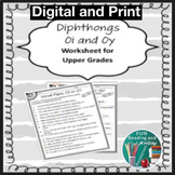 Diphthongs Worksheet OI and OY Upper Grades Printable and 
