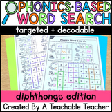 Diphthongs Worksheets Phonics Word Search: Write & Find Di