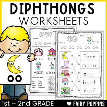 Preview of Diphthongs Worksheets | Phonics Workbook AU, AW, OI, OO, OU, OW, OY, EW