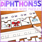 Diphthongs Write and Wipe Puzzles | ow, ou, oi, oy