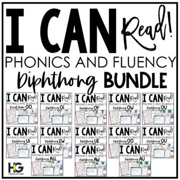 Preview of Diphthongs and Vowel Teams Phonics, Fluency, Comprehension | I Can Read BUNDLE