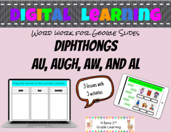 Preview of Diphthongs au, aw, augh, al DIGITAL WORD WORK for Google Slides
