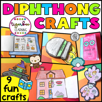 Preview of Diphthongs phonics craft projects au aw ew oi oo oo ou ow oy