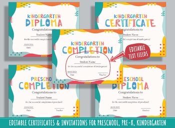 Preview of Diploma Certificate for Preschool and Elementary School Kids, 37 Editable Pages