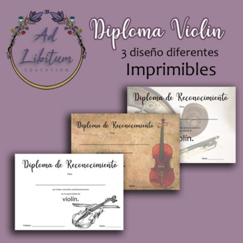 Preview of Diploma de Reconocimiento - Diploma de Violín - Spanish - Español - 3 diseños
