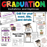 Diplomas and Invitations Editable with Multi-Grade levels