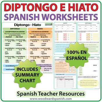 Preview of Diptongo e Hiato - Spanish Worksheets