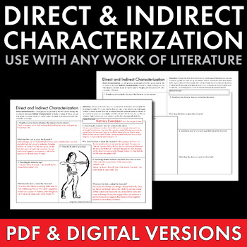 Direct & Indirect Characterization, Fun Print-and-Teach Worksheet for Any Text