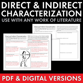 Preview of Direct & Indirect Characterization PDF & Google Drive, Use with ANY work of lit.