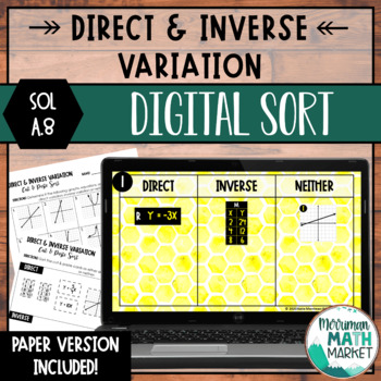Preview of Direct & Inverse Variation DIGITAL Sort for Google Slides™ (VA SOL A.8)